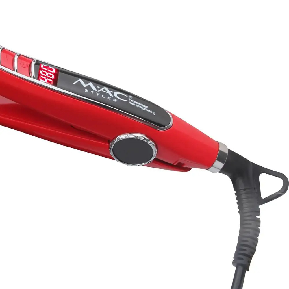 MAC Styler Red Professional Hair Straighteners Stainless Steel Mirror Wide Plate Portable Flat Iron Infrared Hair Straightener