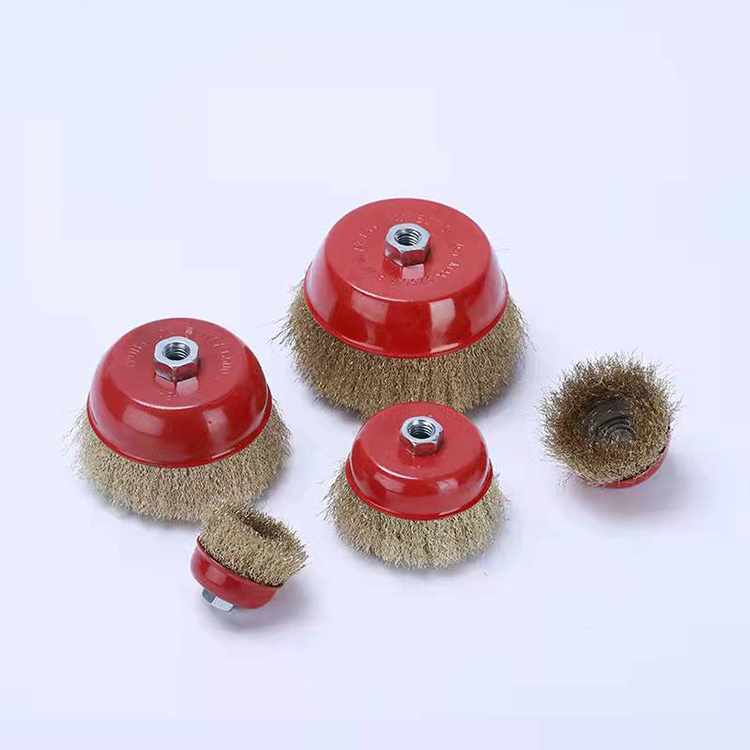 Crimped Copper Brass Coated Twisted Stainless Steel Wire Cup Brush For Polishing