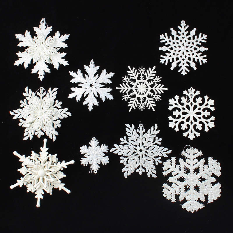 Factory Wholesale Bulk White Plastic Snowflake Hanging Ornaments Christmas Decorations