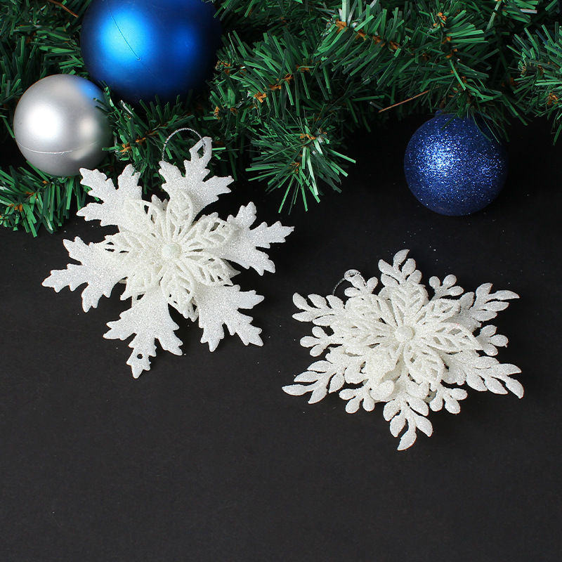 Factory Wholesale Bulk White Plastic Snowflake Hanging Ornaments Christmas Decorations