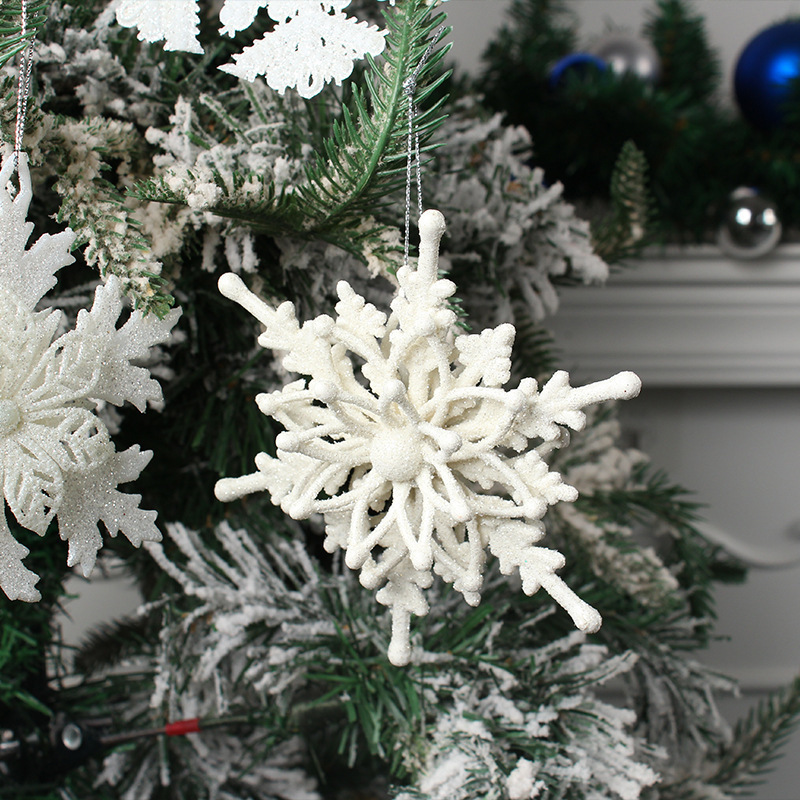 Factory Wholesale Bulk White Plastic Snowflake Hanging Ornaments Christmas Decorations