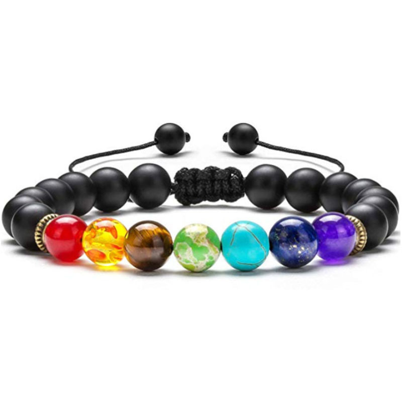 Men's and women's 8mm lava 7 Chakra Bracelet braided rope natural stone Yoga Bead Bracelet