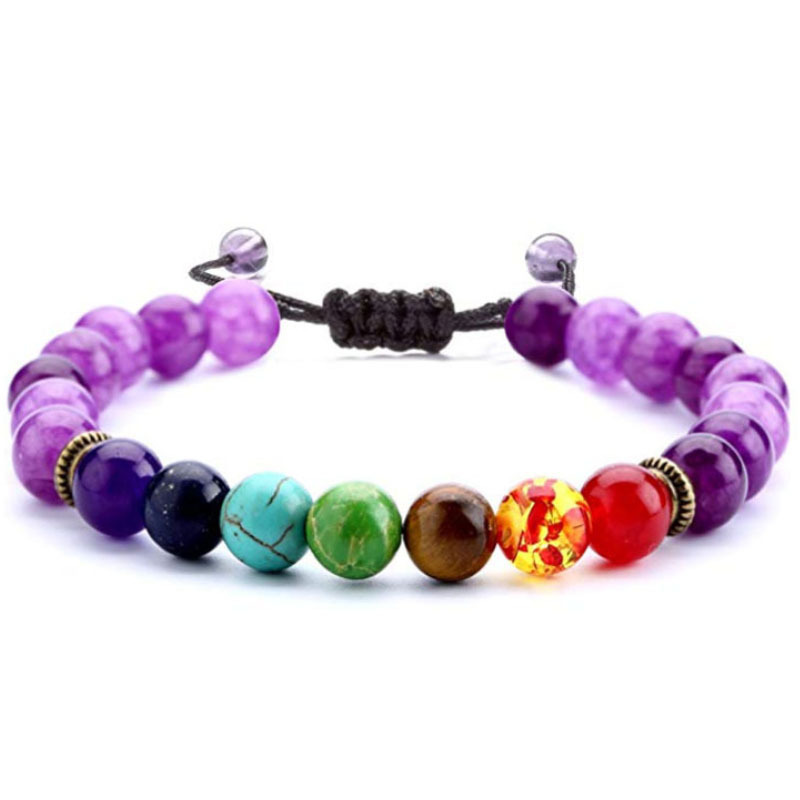 Men's and women's 8mm lava 7 Chakra Bracelet braided rope natural stone Yoga Bead Bracelet