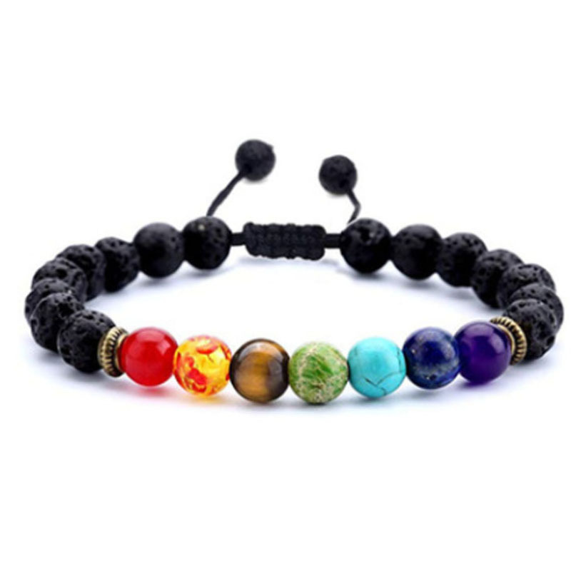 Men's and women's 8mm lava 7 Chakra Bracelet braided rope natural stone Yoga Bead Bracelet