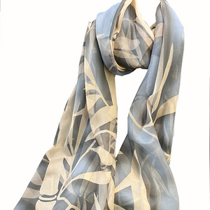 Summer New Silk Chiffon Scarf Digital Spray Painting Long Women's Sunscreen Shawl Beach