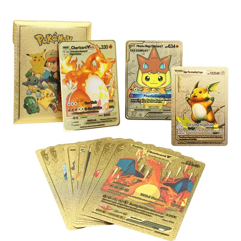 10/55/110pcs Poke mon Rare Trading Collectible Cards Poke mon TCG Random Cards Vmax Poke mon Deck Box Gold Foil Game Board Cards