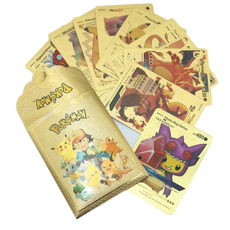 10/55/110pcs Poke mon Rare Trading Collectible Cards Poke mon TCG Random Cards Vmax Poke mon Deck Box Gold Foil Game Board Cards