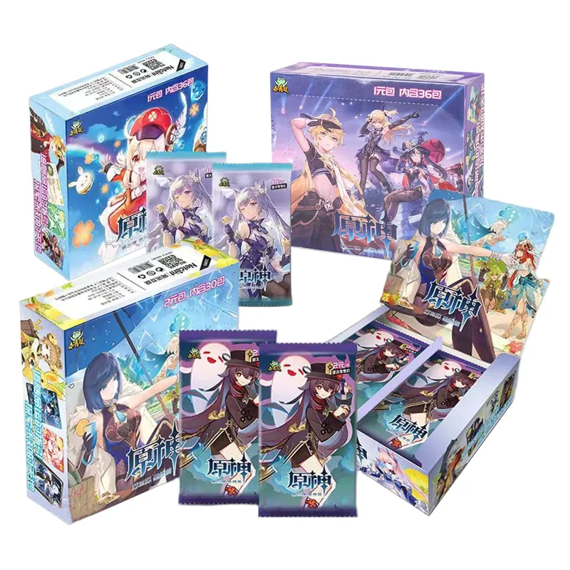 Wholesale Genshin Impact Collectible Cards Booster Box Japanese Anime TCG Game Board Packs Table Playing Cards for Kids Toys