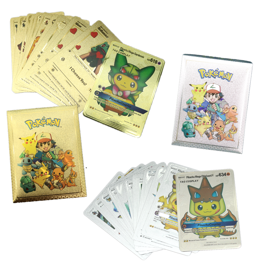 10/55/110pcs Poke mon Rare Trading Collectible Cards Poke mon TCG Random Cards Vmax Poke mon Deck Box Gold Foil Game Board Cards