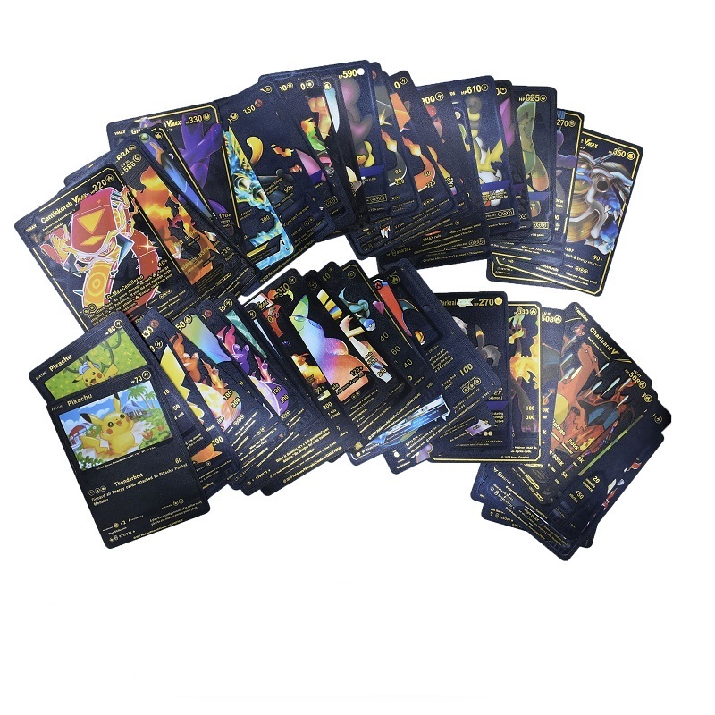 English Spanish French German Poke mon Vmax GX TCG Game Trading Cards Hot Sale 55pcs/box Poke-mon Gold Foil Collection Cards