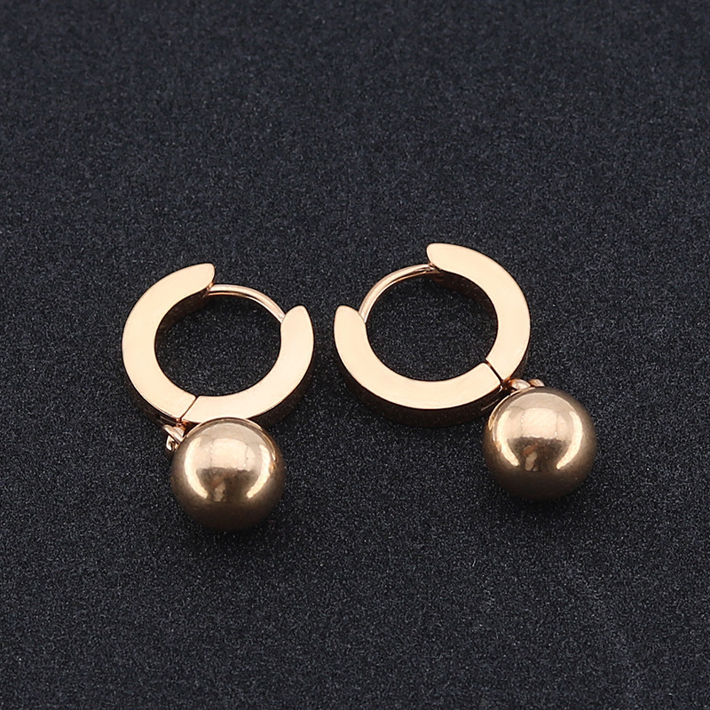 Korean New Design Jewelry Stainless Steel Charm Silver Gold Hanging Small Ball Drop Earrings For Women