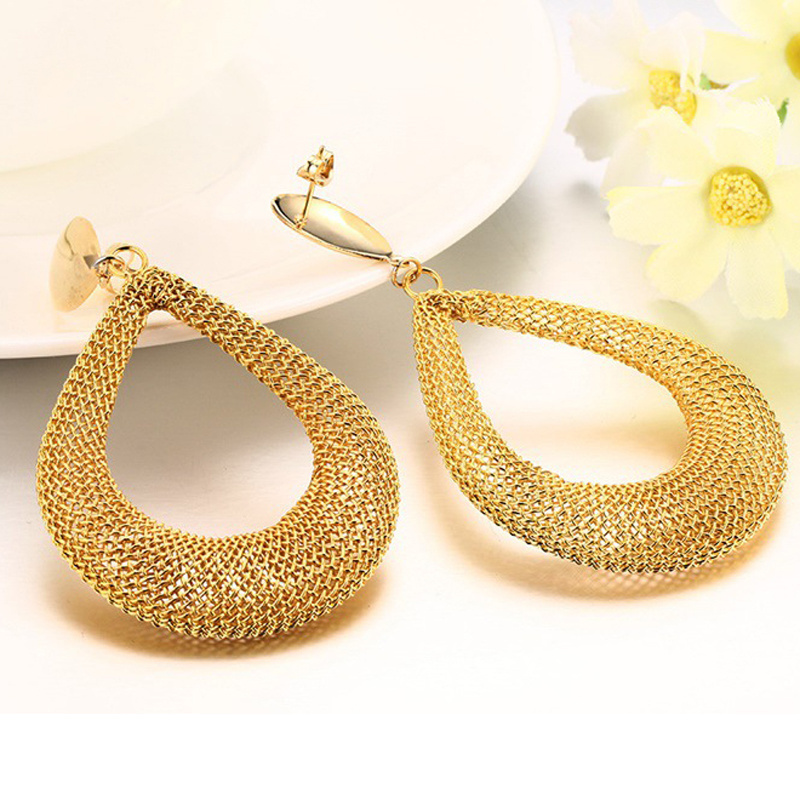 Wholesale Customized Exaggerated Gold Plated Stainless Steel Drop Shape Dangle Earrings For Women Jewelry