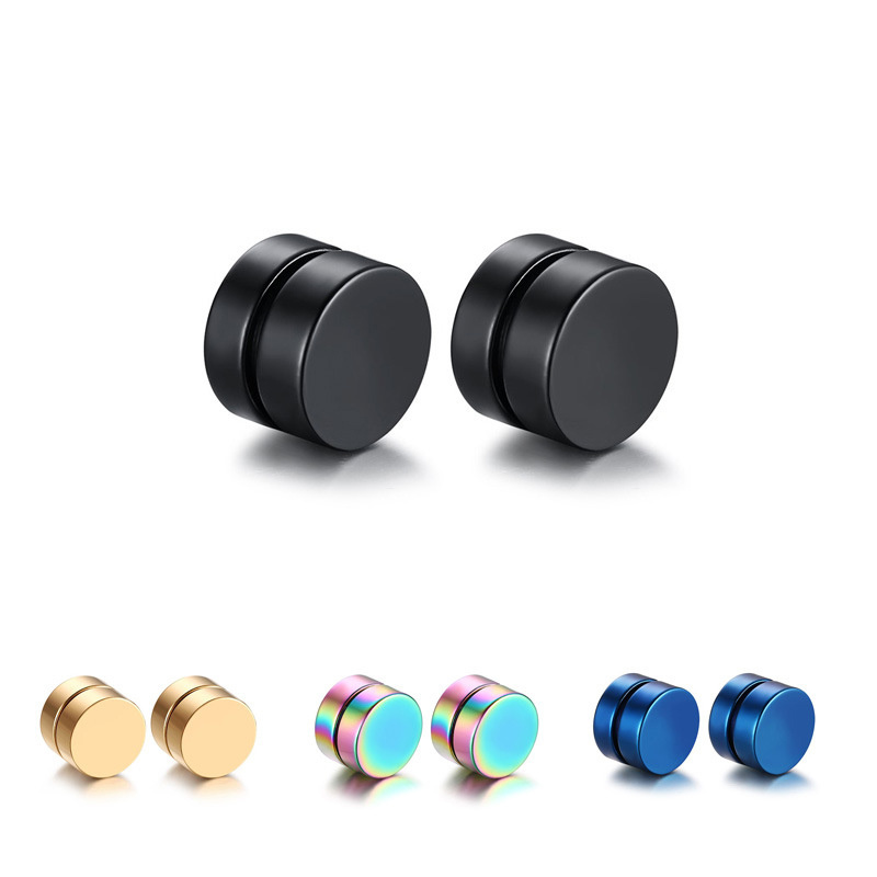 Wholesale High Quality Hip Hop Men Jewelry Stainless Steel No Piercing Round Magnetic Ear Clip Earrings For Men