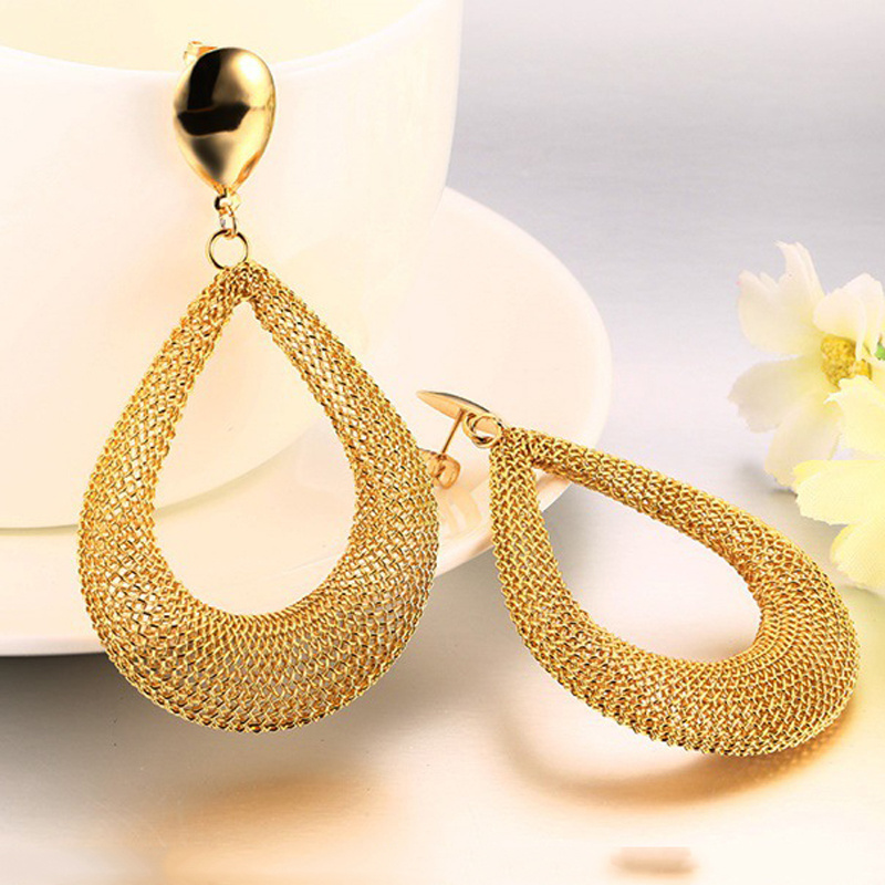 Wholesale Customized Exaggerated Gold Plated Stainless Steel Drop Shape Dangle Earrings For Women Jewelry