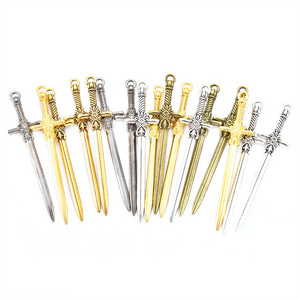 50PCS/bag 1.2cm*5cm Zinc Alloy China Ancient Swords Charm Pendant Metal Sabre For DIY Bracelet Necklace Keychain Jewelry Finding