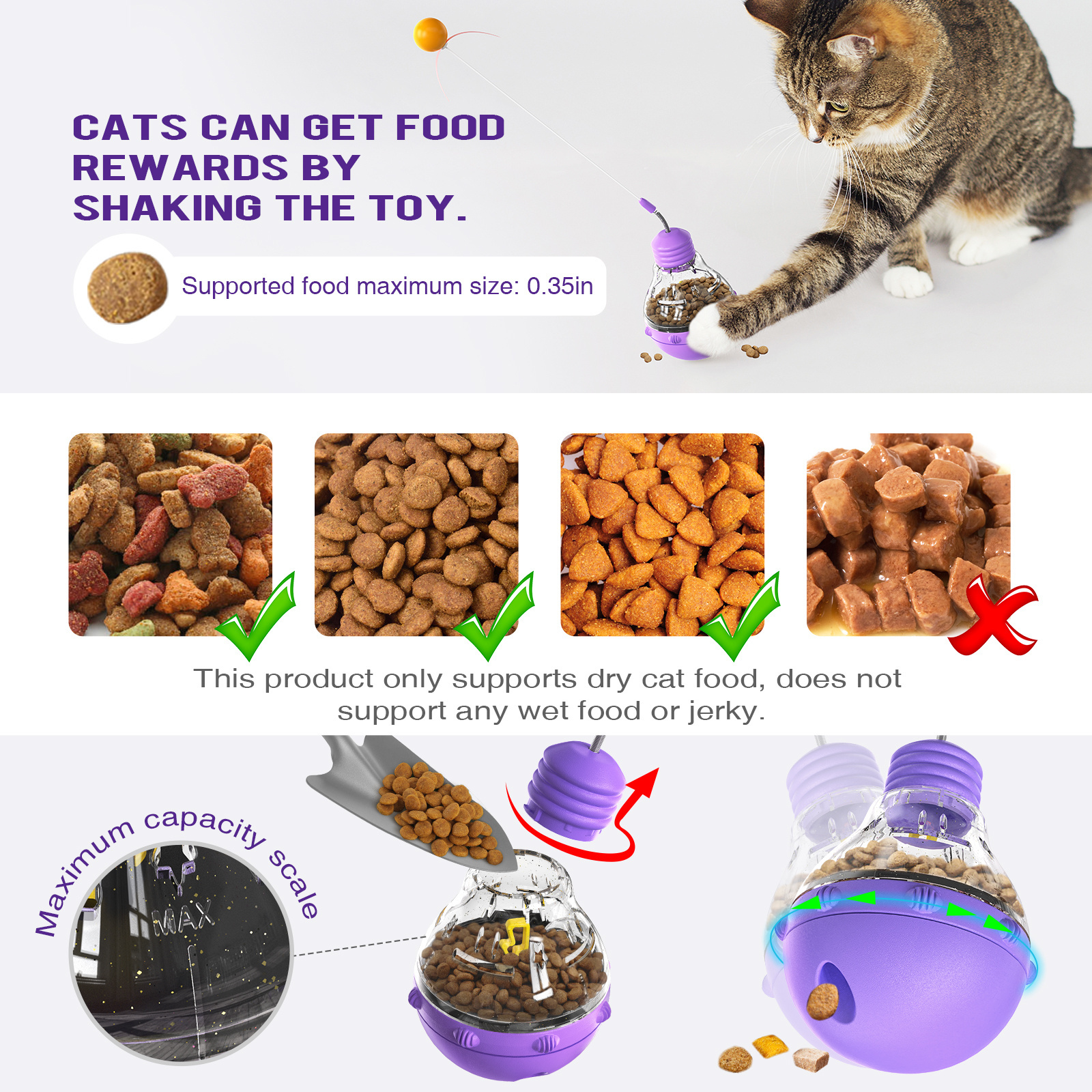 Wholesale High Quality Cat Toy Light Bulb Leaky Food Tumbler Fun Cat Stick Cat Puzzle Toy