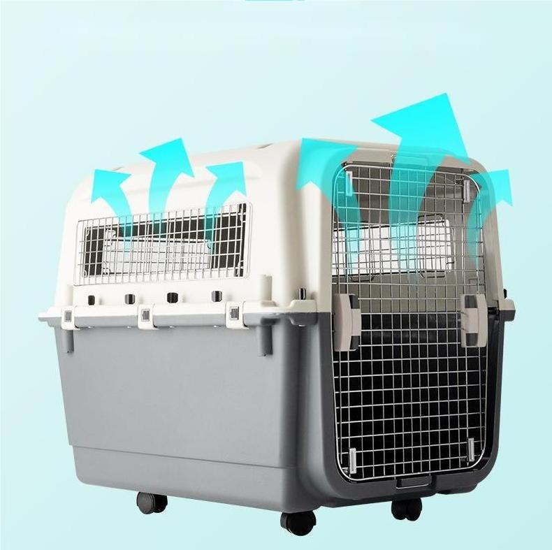 Plastic Dog Cat Crate Carrier Approved Airline Kennels Luxury Large Kennel on Wheel