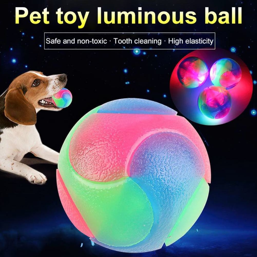 2024 New TPR LED ElasticPet Bal flashing bouncing l Cat Ball Toys Flash Toys