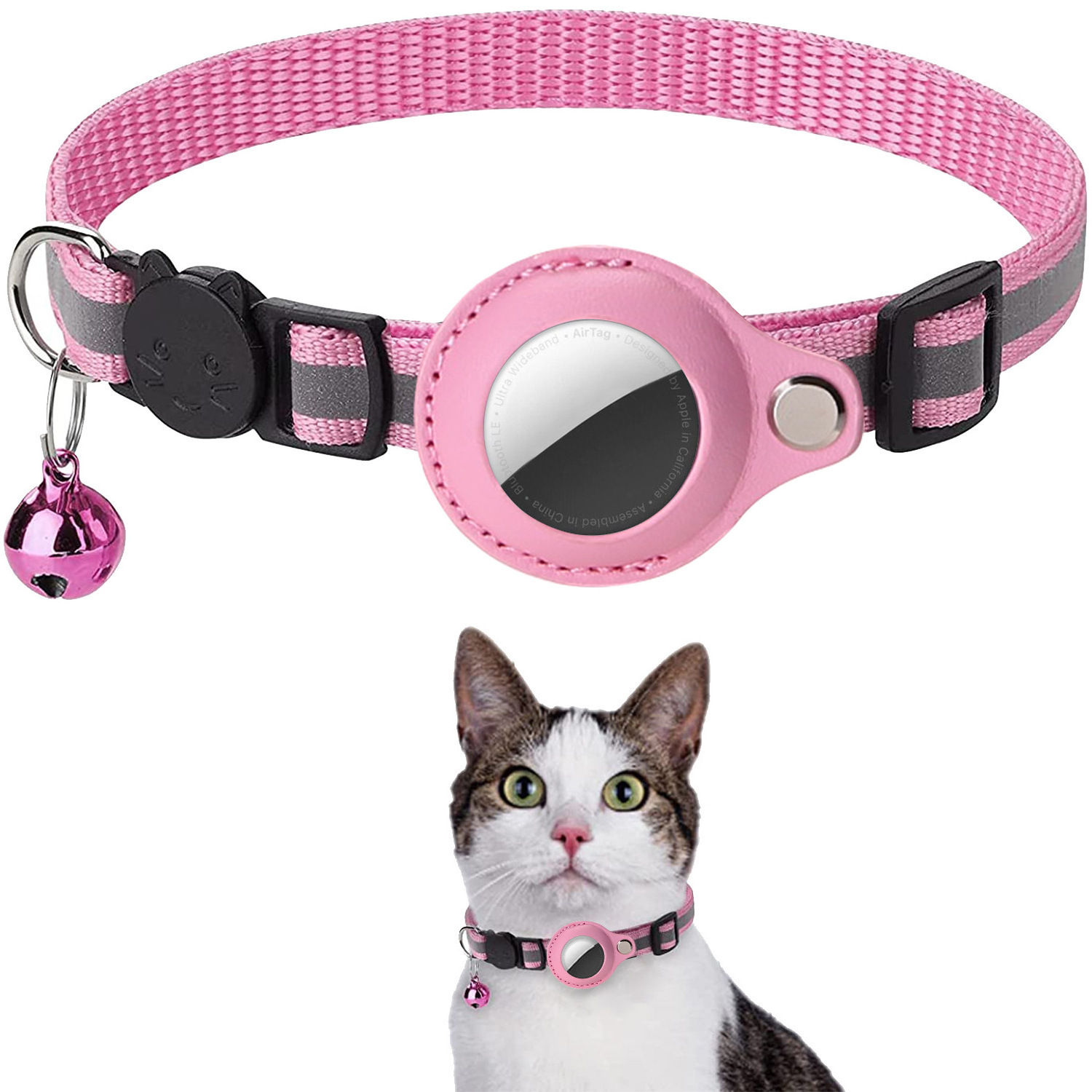 2024 New Release Adjustable Cat Collar Breakaway Reflective Airtag Kitten Collar for Cat Dog