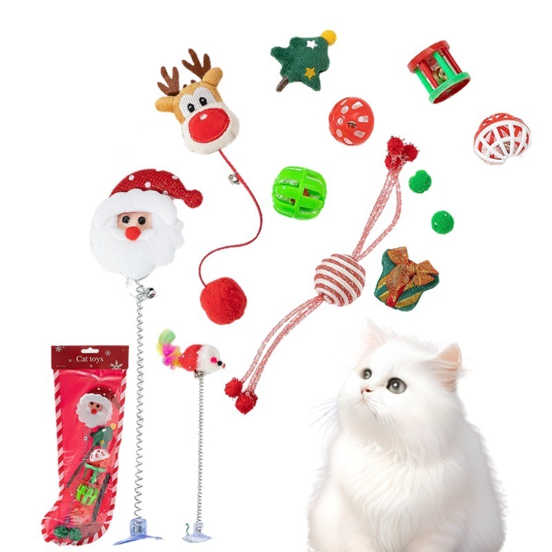 Pet Christmas Toy Set Christmas Stocking Creative Gift Box Holiday Cat Interactive Catnip Toy Gift