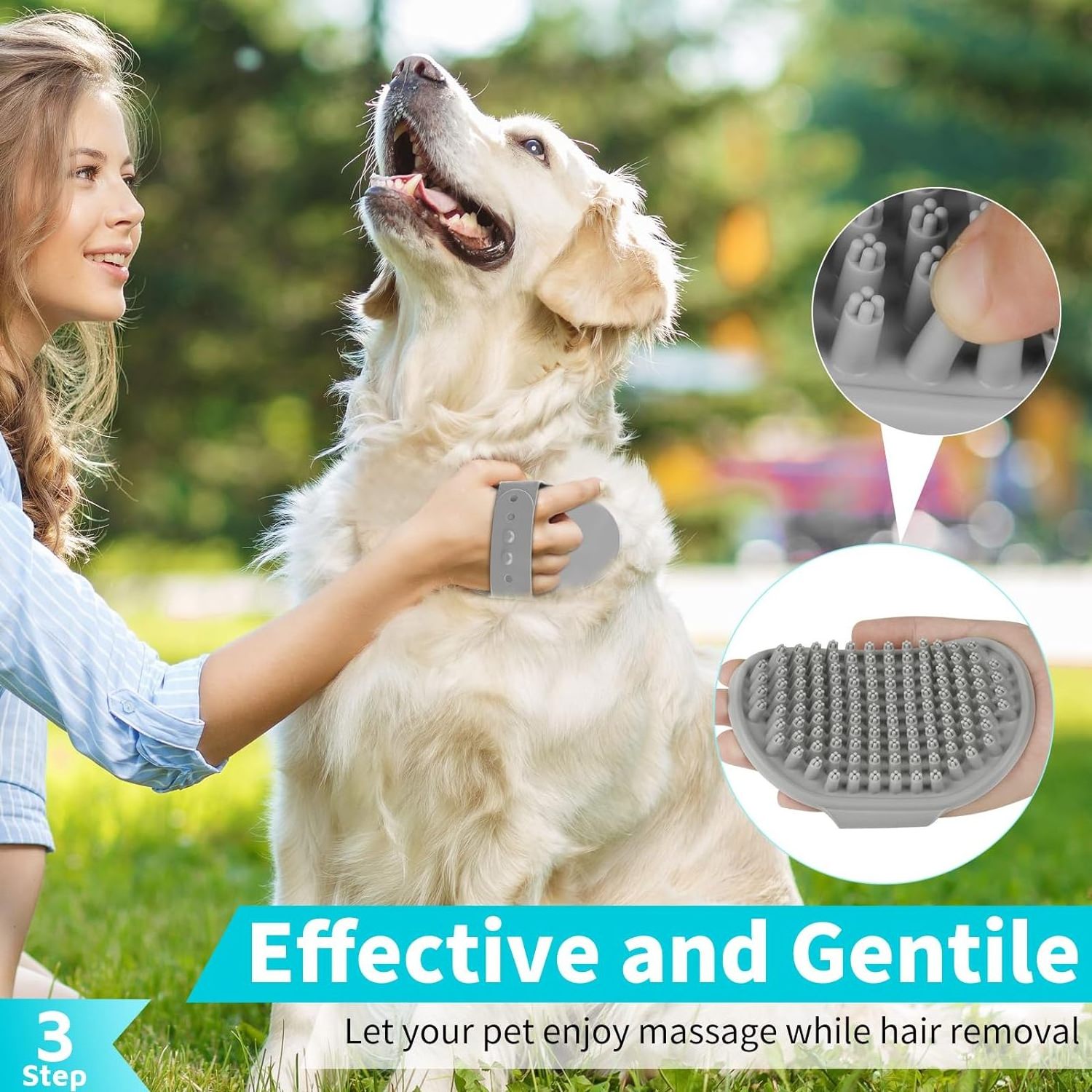 3Pcs Dog Bath Brush Dog Shampoo Brush Dog Scrubber for Bath No Slipping Pet Shower Grooming Massaging Washing Brush