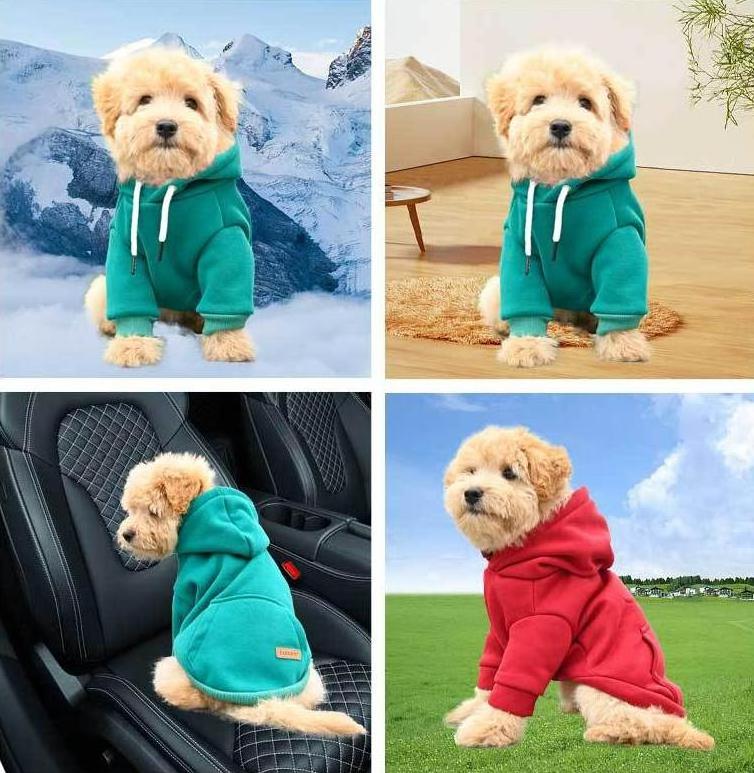 Customized Logo Warm Dog Clothes Thick Winter Dog Hoodie Sweatshirts with Pocket