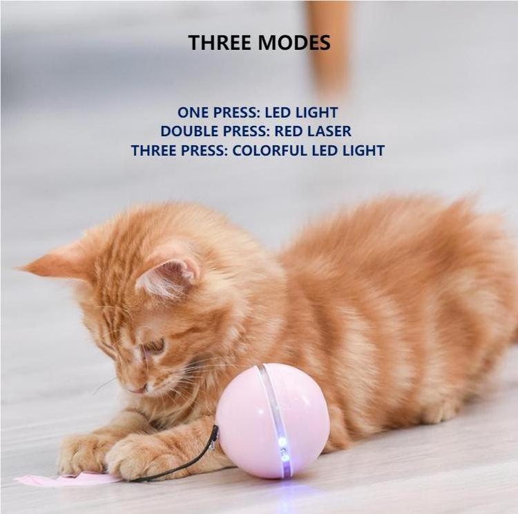 Wholesale Pet Toys Accessories ABS Plastic Feather Auto Laser Smart Pet Toy Cat Toy Ball with Bell