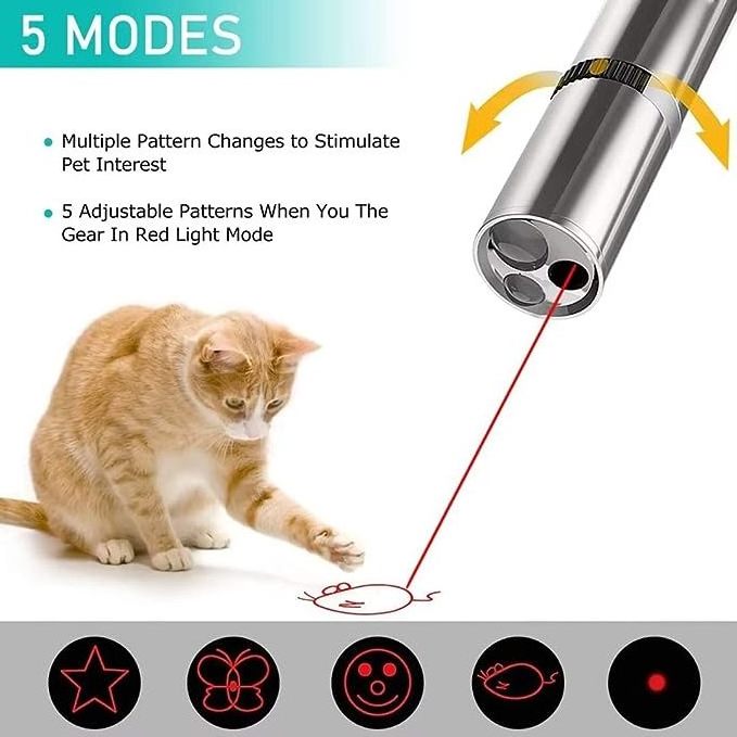 USB Chargeable Cat Toys Multi-Mode Interactive Cat Laser Pen Multi-Pattern Laser Pointer for Indoor Cats