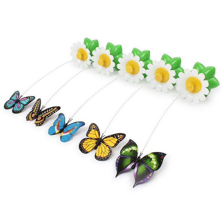 Wholesale Automatic Electric Butterfly Cat Scratch Toy Kitten Cat Electric Playing Rotating Butterfly Toy