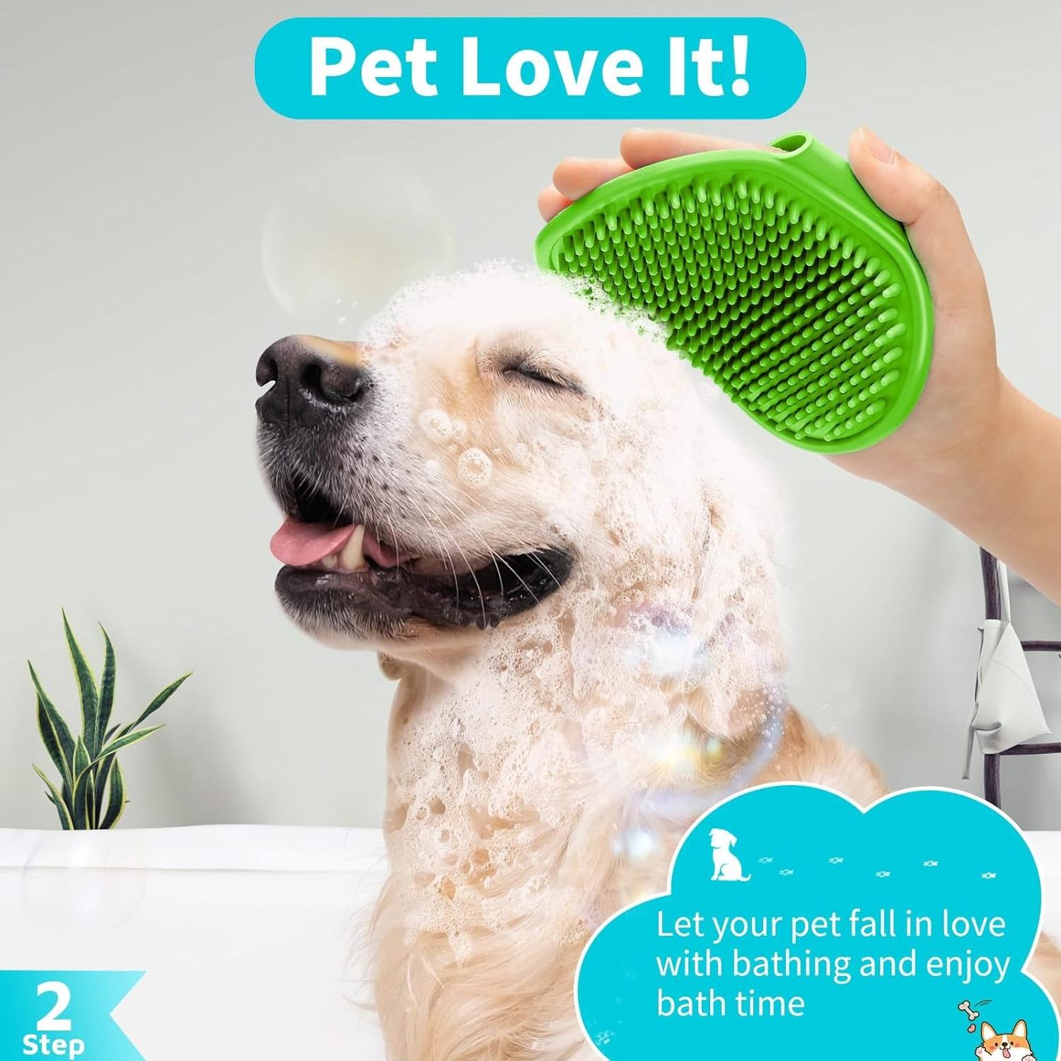 3Pcs Dog Bath Brush Dog Shampoo Brush Dog Scrubber for Bath No Slipping Pet Shower Grooming Massaging Washing Brush