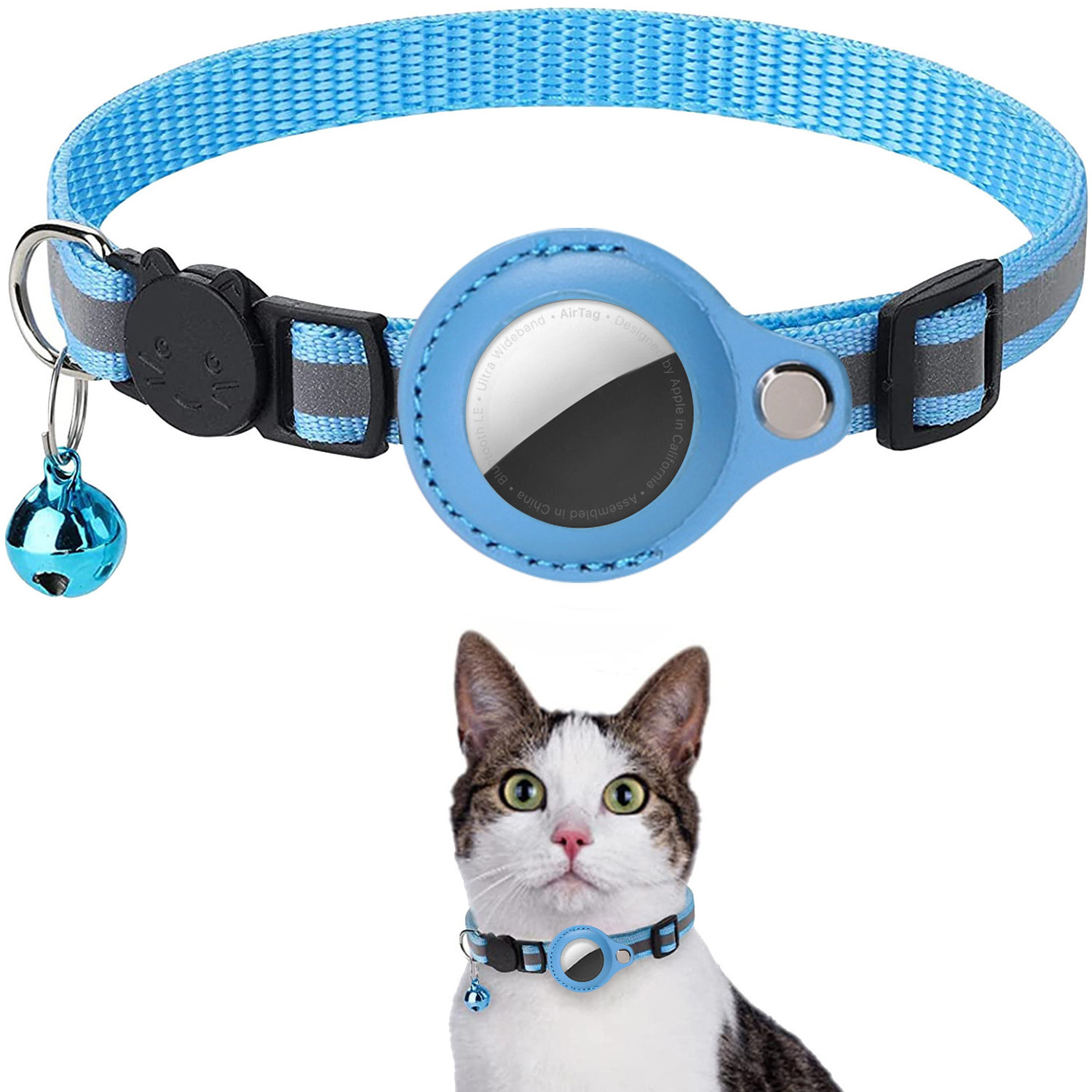 2024 New Release Adjustable Cat Collar Breakaway Reflective Airtag Kitten Collar for Cat Dog