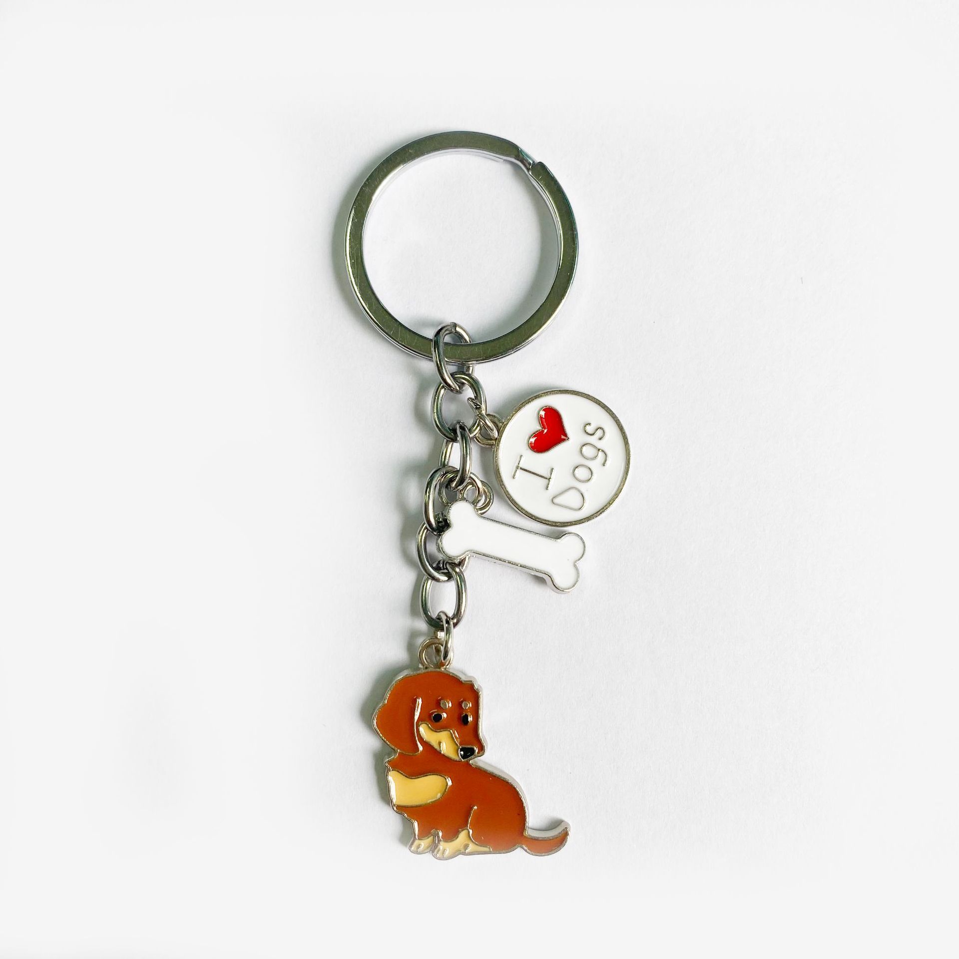 Cartoon Dachshund Sausage Dog Keychain Cute Animal Key Ring Purse Bag Backpack Car Charm Women Men Girls Boys Dog Mom keychain