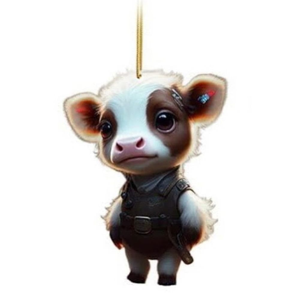 Cartoon cow car pendant Acrylic hanging car pendant Christmas tree decorations Car interior decoration