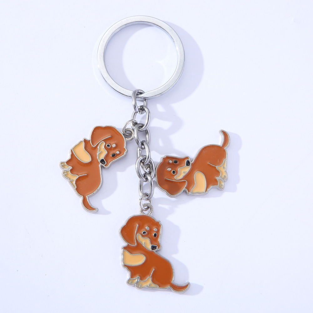 Cartoon Dachshund Sausage Dog Keychain Cute Animal Key Ring Purse Bag Backpack Car Charm Women Men Girls Boys Dog Mom keychain