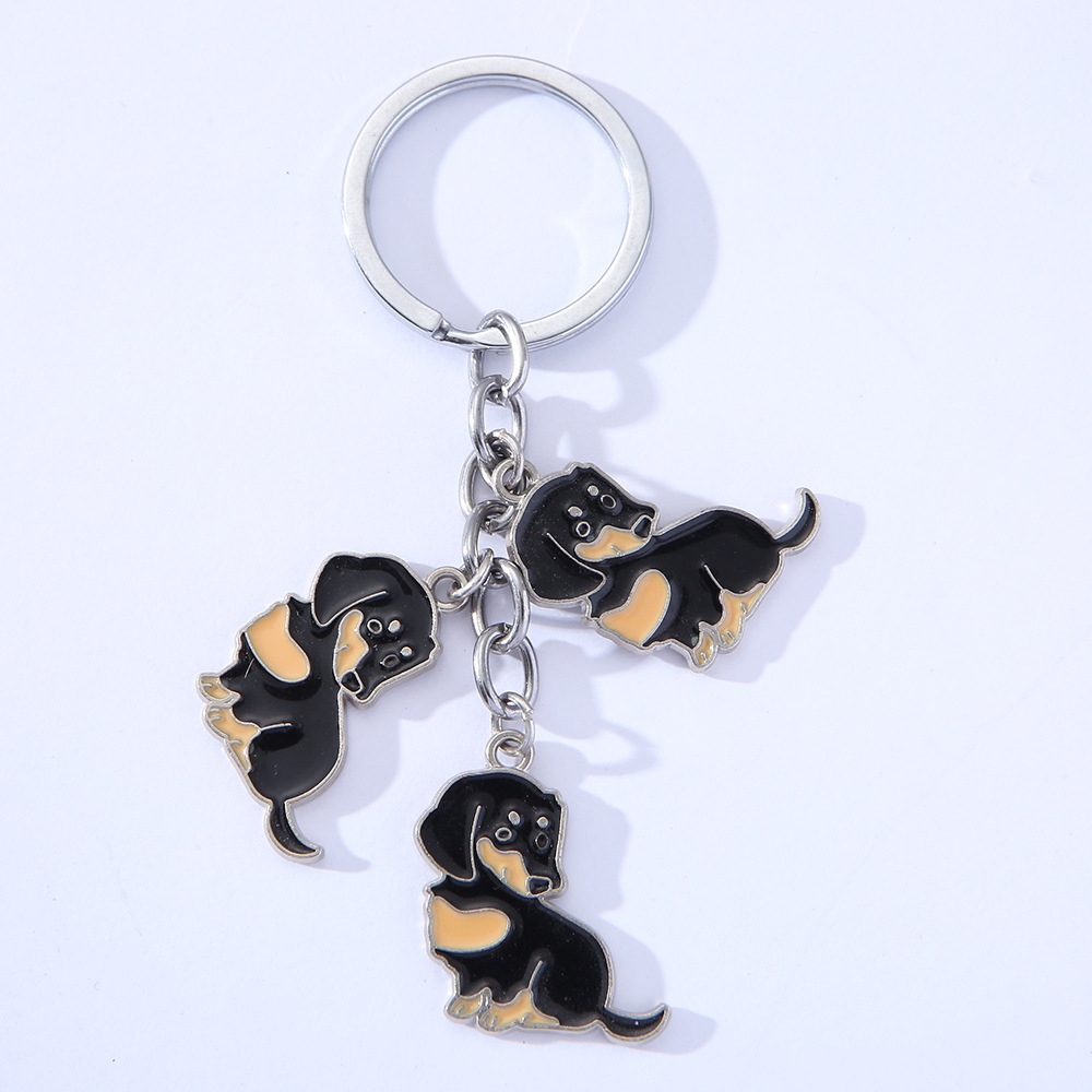 Cartoon Dachshund Sausage Dog Keychain Cute Animal Key Ring Purse Bag Backpack Car Charm Women Men Girls Boys Dog Mom keychain