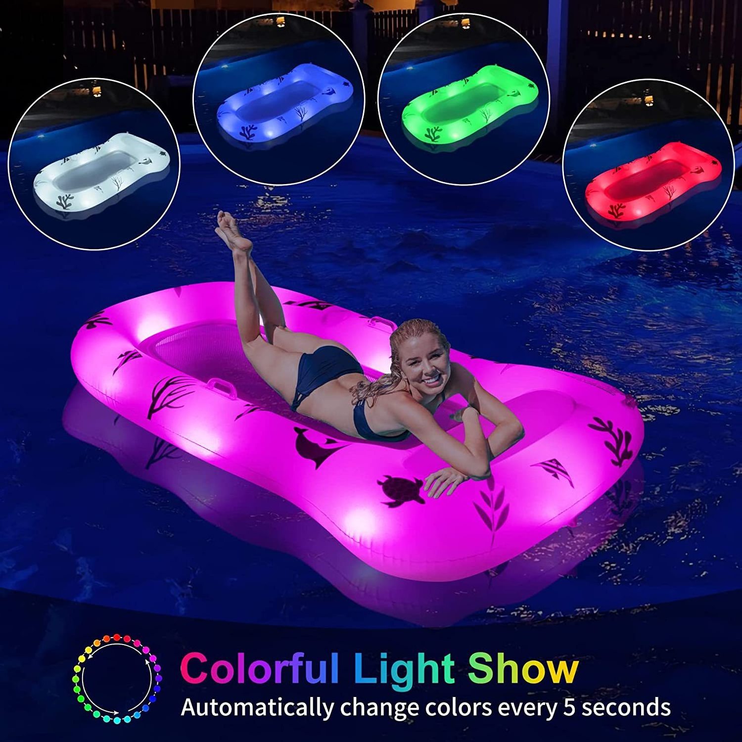 Blow Up Raft Tub with Pillow Inflatable Tanning Park Water Inflatables.Floating Inflatable Toy Plastic Sun Lounges