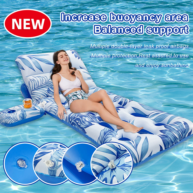 Wholesale 2024 new pool floats inflatable hammock floating mat floating pool tray with drink holder