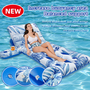 Wholesale 2024 new pool floats inflatable hammock floating mat floating pool tray with drink holder