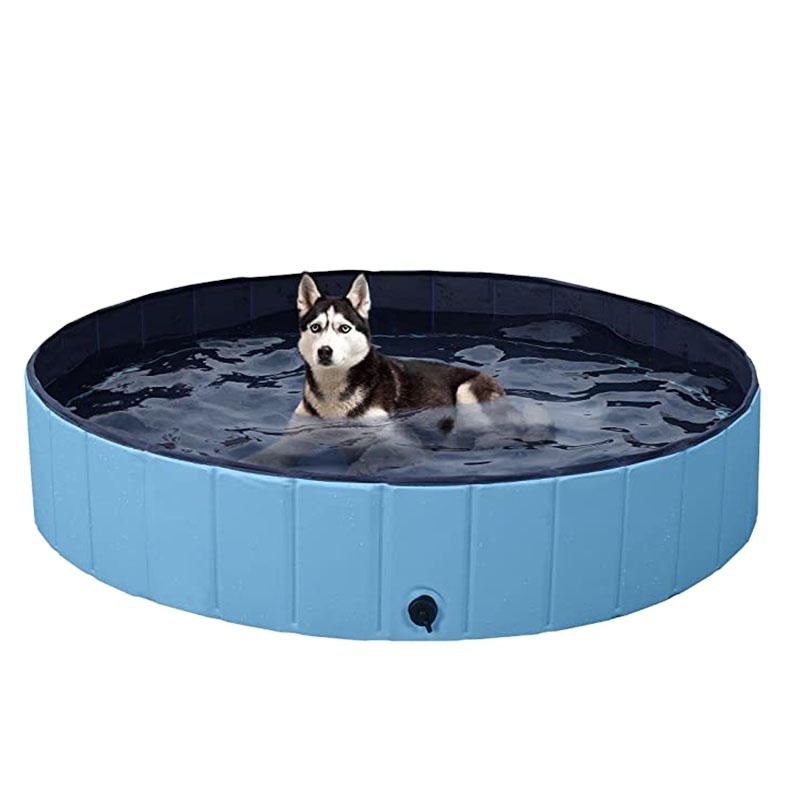 Large Foldable Dog Pool, Hard Plastic Shell Portable Swimming Pool for Dogs Cats and Kids