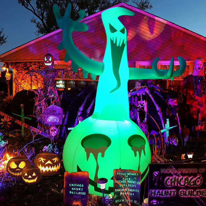 Super-Giant Pumpkin Ghosts Inflatables Halloween Decorations Outdoor Blow Up with LED Lights