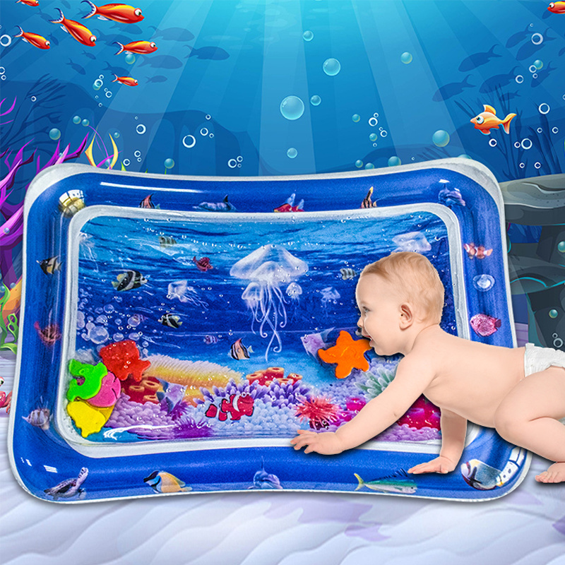 Wholesale Customization Kids Water Play Mat Inflatable Baby Education Infant Floating Water Play Mat Eco-friendly Blue Unisex