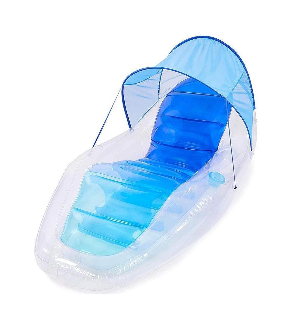 Wholesale water hammock inflatable mesh floating deck row chair with canopy lounge pool floats