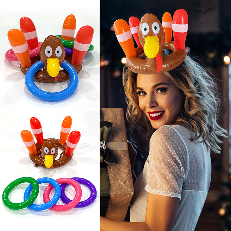 Wholesale inflatable turkey toss ring pvc outdoor toys inflatable game toy for family party