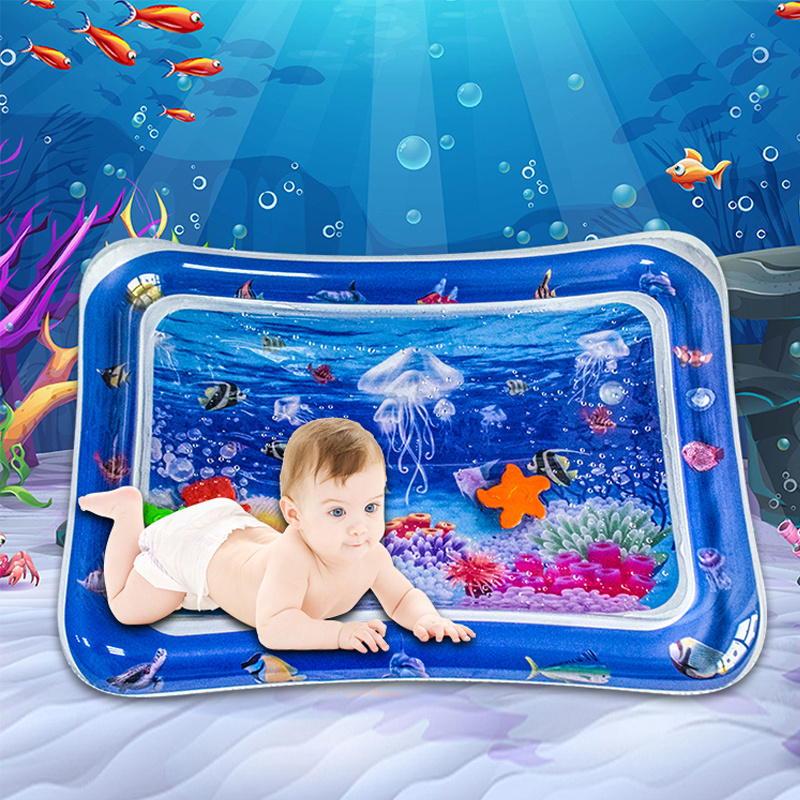 Wholesale Customization Kids Water Play Mat Inflatable Baby Education Infant Floating Water Play Mat Eco-friendly Blue Unisex