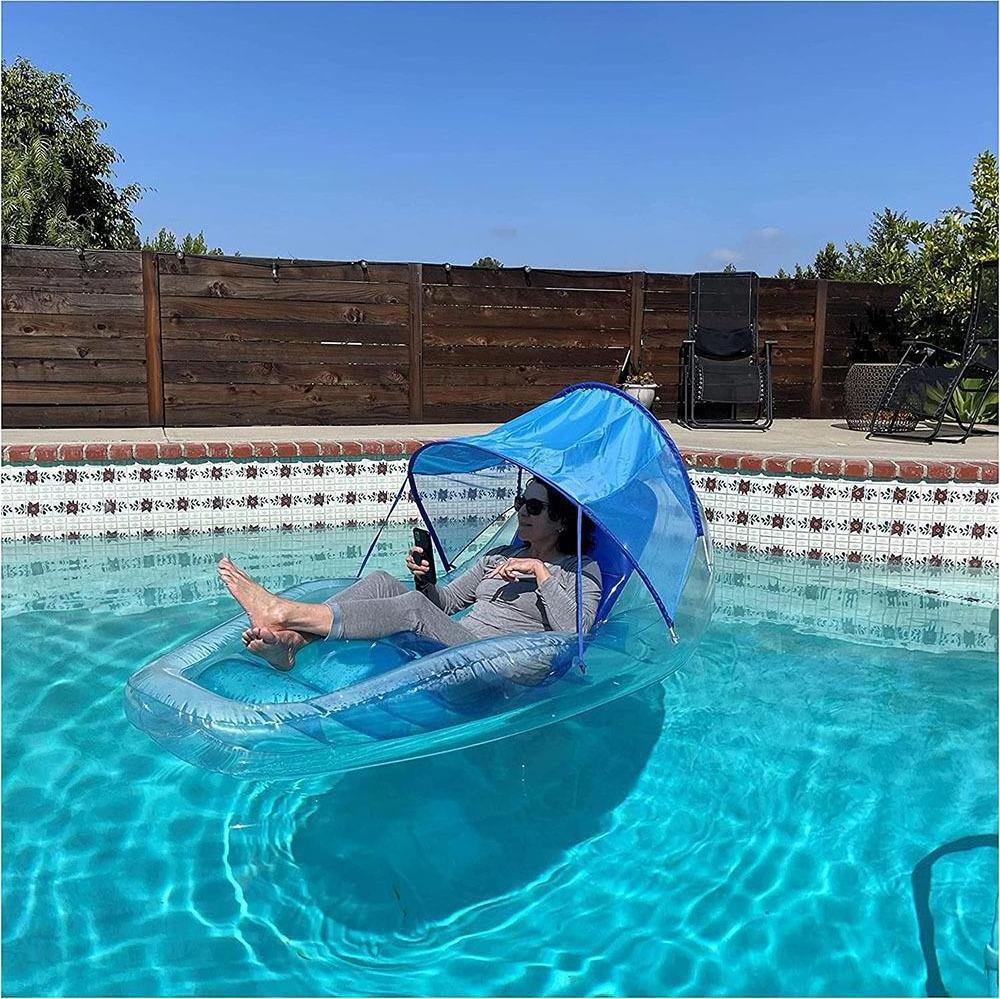 Wholesale water hammock inflatable mesh floating deck row chair with canopy lounge pool floats