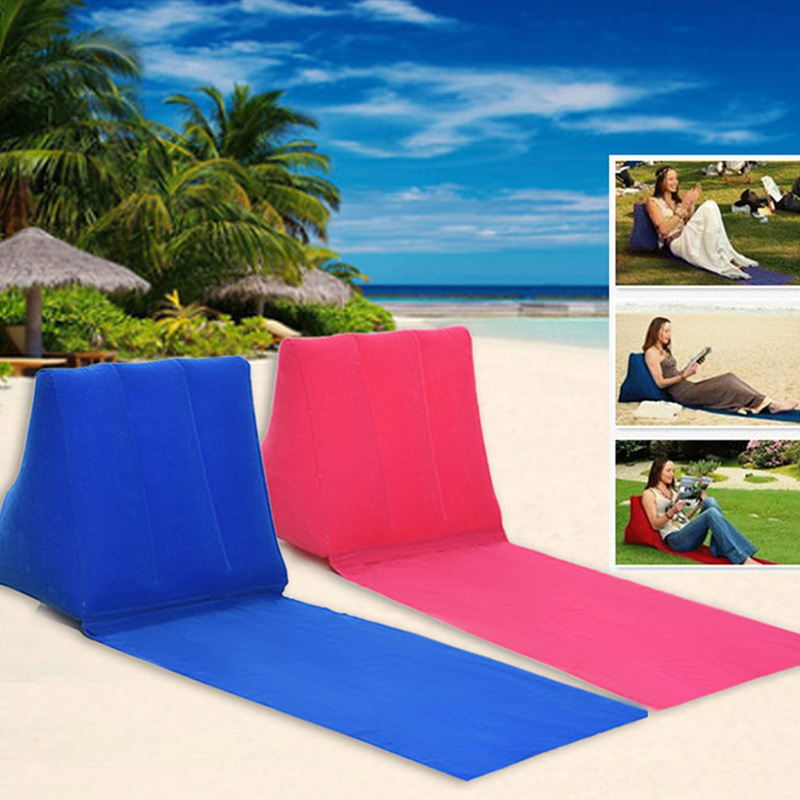 Wholesale Camping Lounger PVC Flocked Inflatable Cushion, Inflatable Back Pillow for Rest