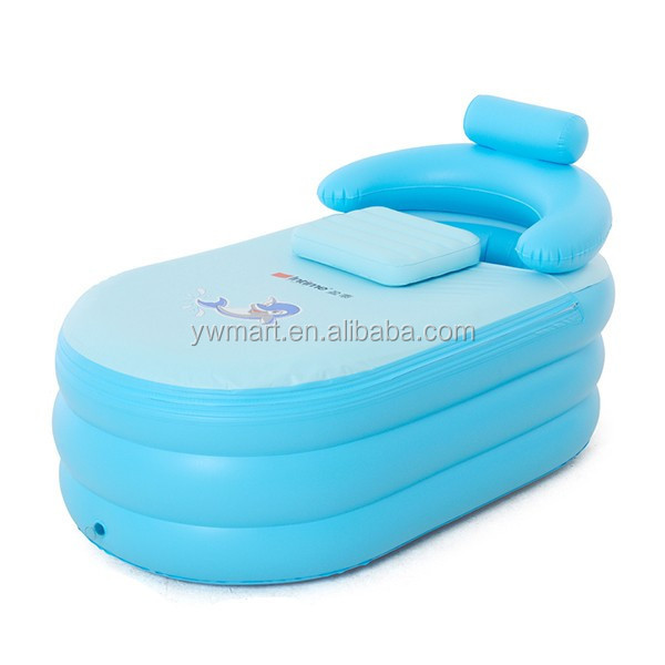 PVC portable S shape cushion inflatable adult bathtub SPA pool Hot bath tub with pillow