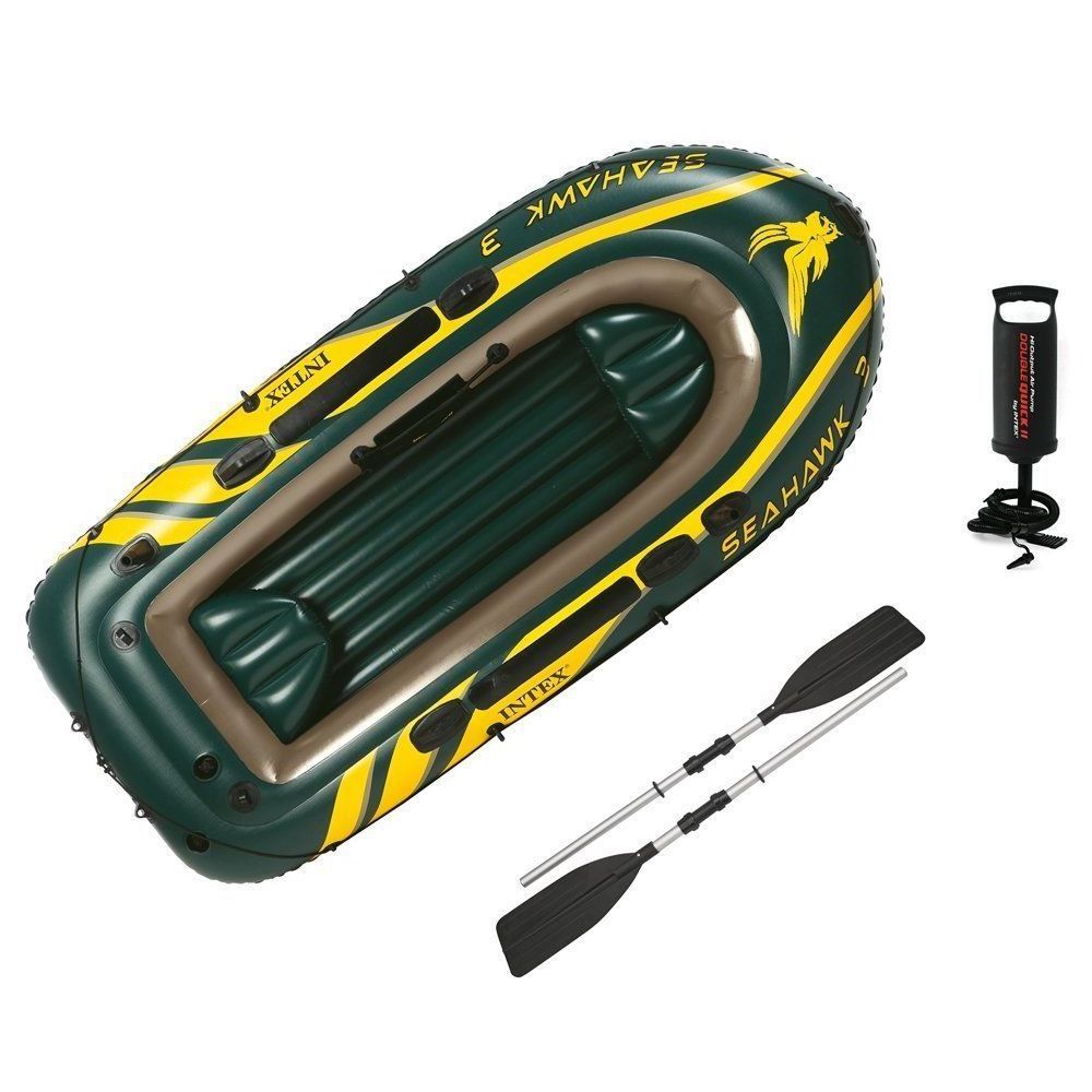 INTEX  SEA HAWK 3 BOAT SET 4 persons  rigid pvc fishing inflatable boat