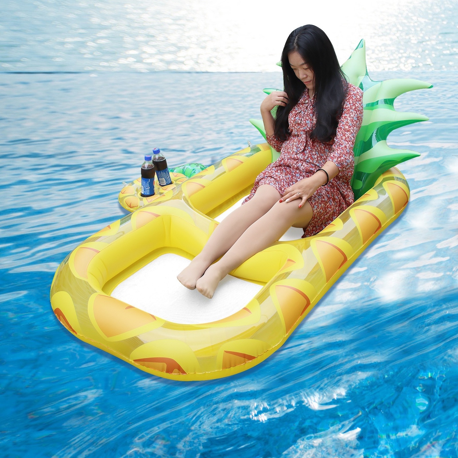 NPOT Inflatable Tanning Pool Lounger Float - 4 in 1 Sun Tan Tub Sunbathing Pool Lounge Raft Floatie Toys