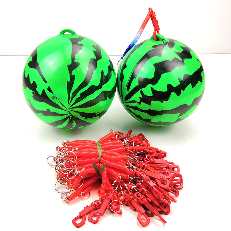 Wholesale and customize PVC inflatable beach ball and inflatable football with spring rope Chain